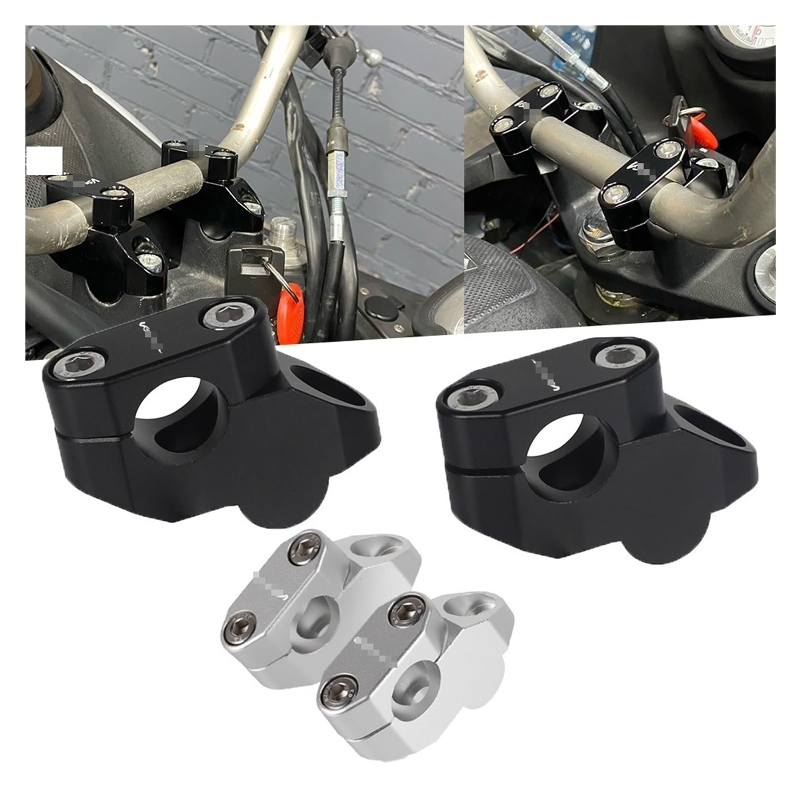 Spine Manubrio estremità Riser per Montaggio su Manubrio da 22 Mm 7/8 "Offset Estendi Rialzato per VSTROM 250 per VSTROM 650 DL650 per VSTROM 1000 DL1000(Argento,A)