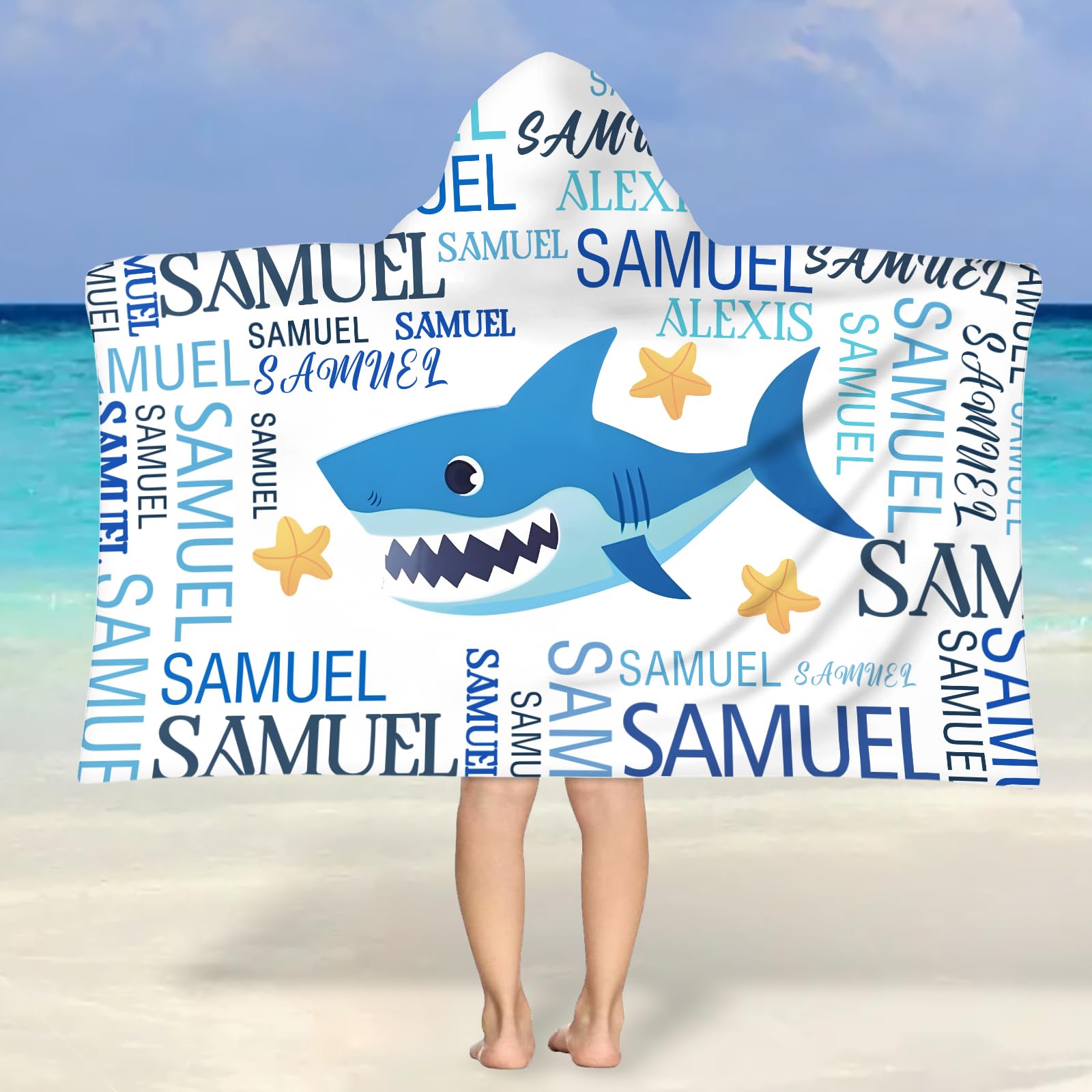 Serviette De Plage Personnalisée Avec Prénom - Capuche Sirène - Microfibre Rapide - Enfant 76x127cm