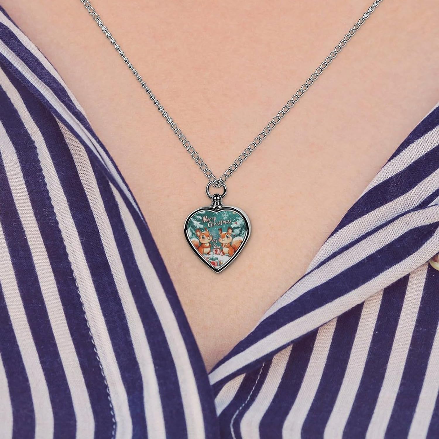 Christmas Squirrel Pet Urn Necklace Ashes Cremation Pendant | Personalized Jewelry,Gifts for Dog Lovers