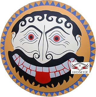 HOMYZ Escudo hoplita medieval griego (gorgon patern) auténtico escudo de madera antigua guerrero Grecia hoplita escudo decoración de pared