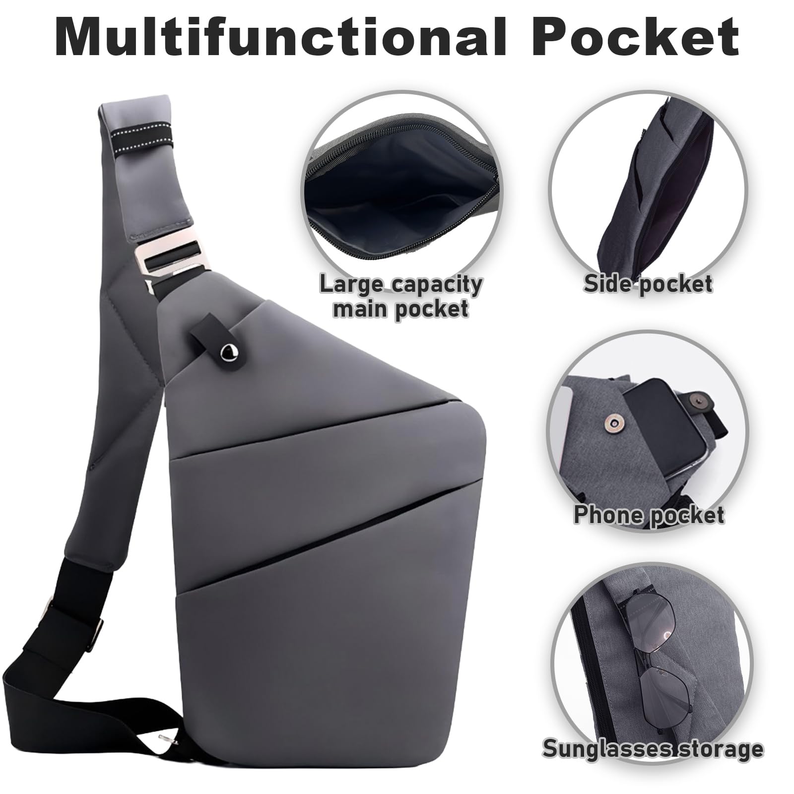 Borsa da viaggio antifurto, monospalla di grande capacità, borsa a tracolla al petto, alla moda, leggera, per viaggi e sport