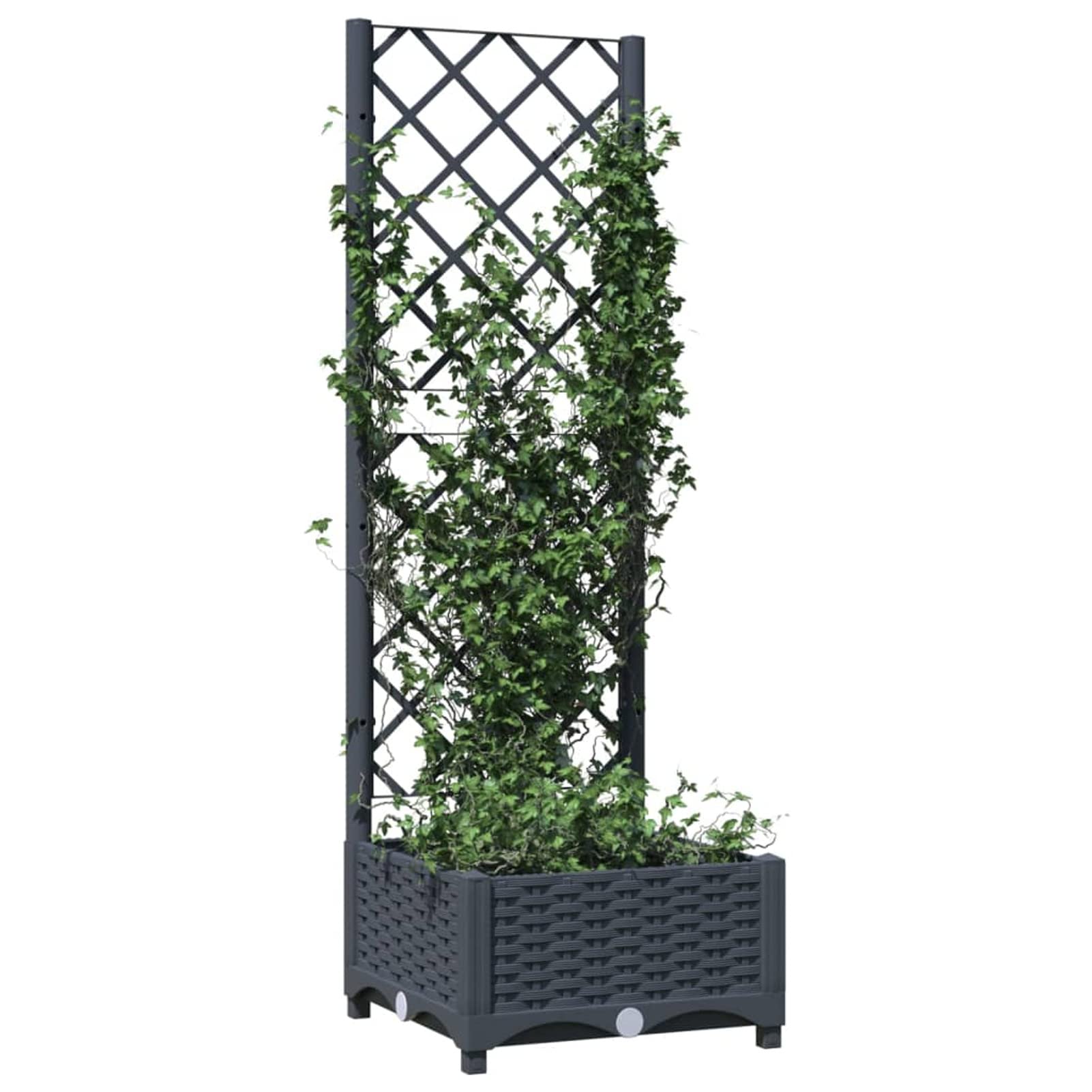 Keketa Garden Planter with Trellis Outdoor Entrance Balcony Patio Terrace Raised Bed Flower Box Climbing SuPolypropyleneort Plant Pot Dark Grey 40x40x121.5 cm Polypropylene