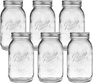 Ball Regular Mouth Glass Mason Jars with Lids and Bands, Used for Canning (Quart, 32 Ounce (Pack of 6))