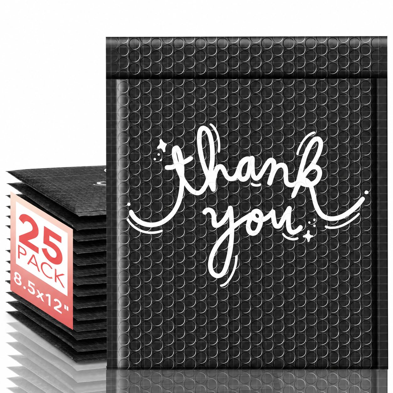 Switory Black Bubble Mailers 8.5x12 Usable Size 8.5x11 Thank You 25 Pack