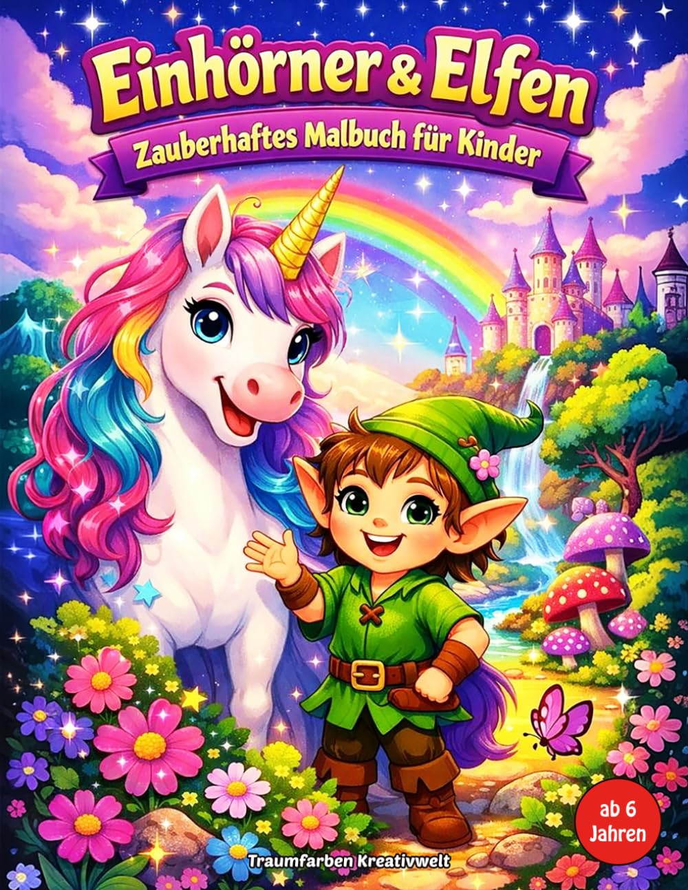 Einhörner & Elfen - Zauberhaftes Malbuch für Kinder ab 6 Jahren: 50 magische Motive zum Ausmalen | Fantasievolle Märchenwelt | Einseitig bedruckt | ... – Fantasie & Abenteuer für Kinder ab 4)