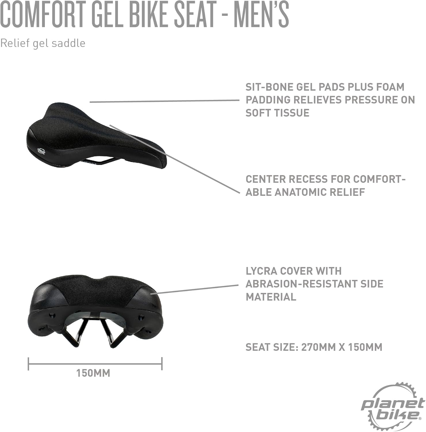 Planet Bike Comfort Gel Bike Seat for Men