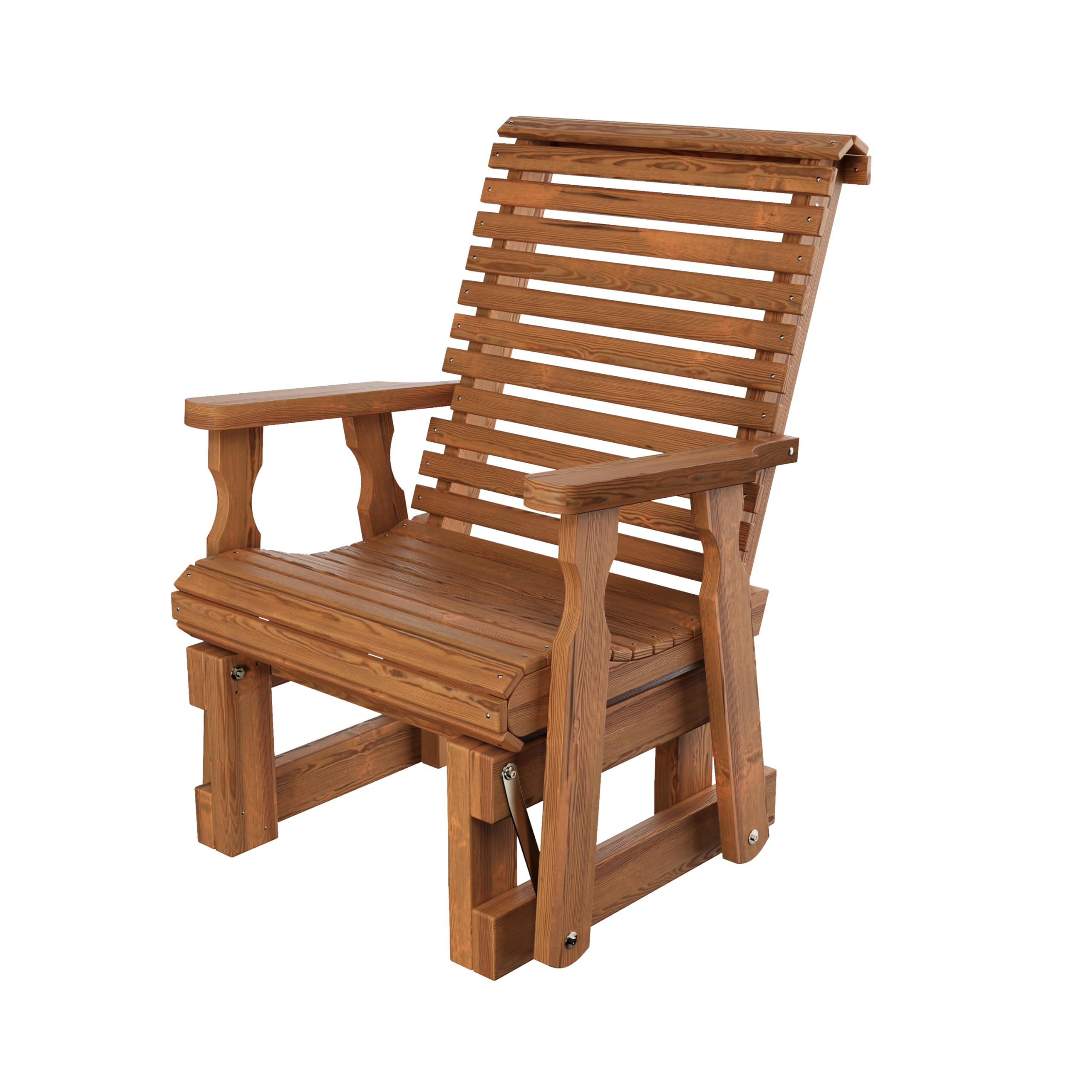 Amish Casual Heavy Duty 600 Lb Roll Back High Back Treated Glider Chair (Oak Stain)