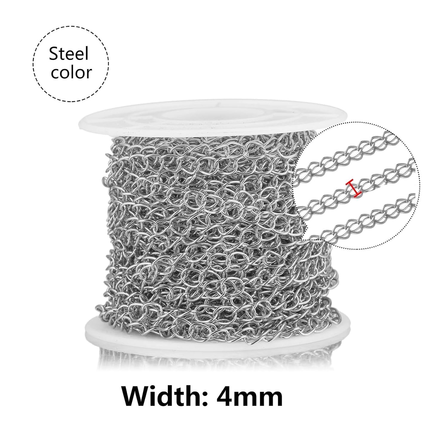 Chain Link 2pcs 10m/roll Stainless Steel 18K Gold Bracelet Necklace Chains DIY Jewelry Making Accessories for Extending Length(Gold 2.5mm)
