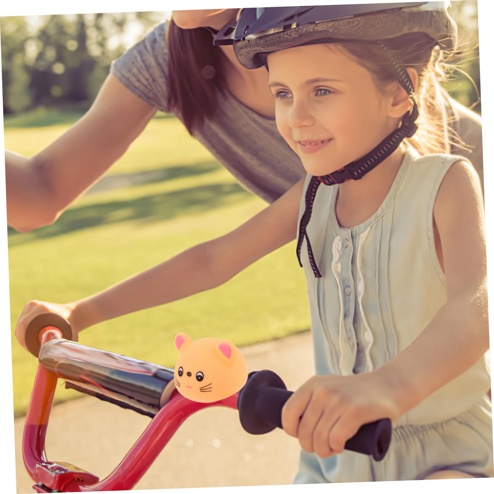 Toddmomy Mountain Road Bike Horn with Helmet Light Squeeze Design for Pink Bicycle Accessory for Riding