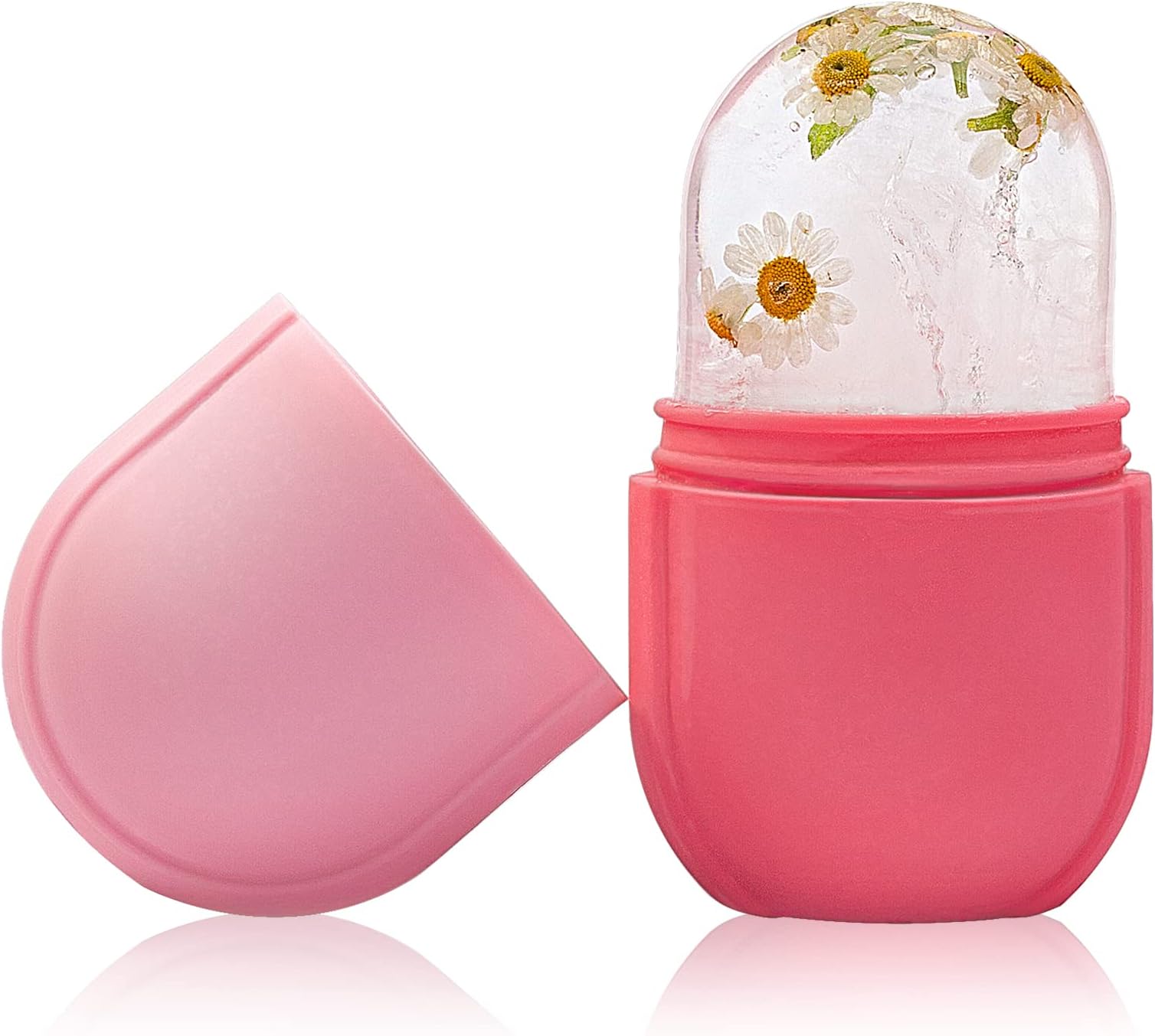 Ice Roller for Face and Eye,Silicone Ice Mold Face Massage, Facial Beauty Ice Roller Skin Care Tools, Face Ice Roller Skin Care Kit,Remove Fine Lines,Shrink Pores,Pink Red