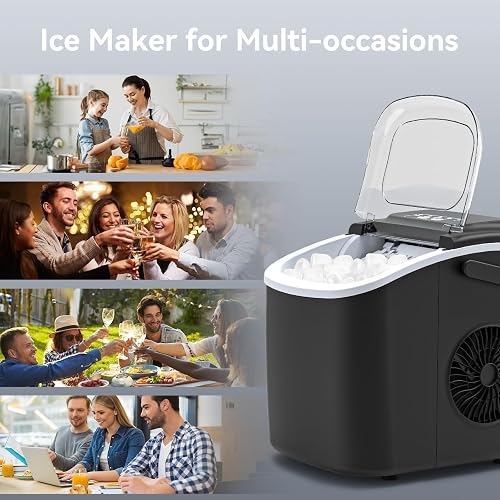 Machine à Glaçons PALINTH,12kg /24h, 9 Glaçons en 6-10 Minutes, Machines à Glaçons Autonettoyante Avec Poignée Portable, pour la Maison/Cuisine/Camping - 8