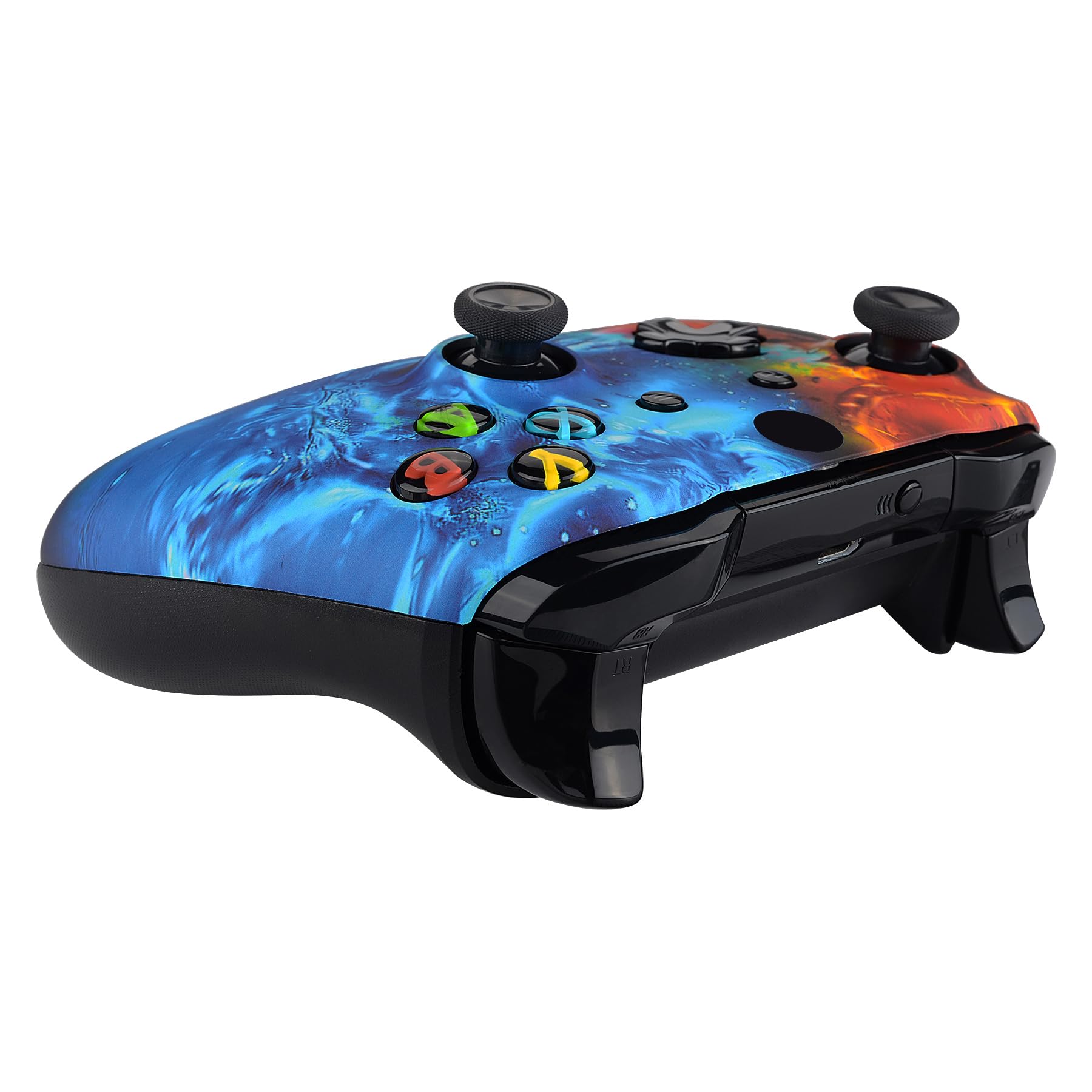 eXtremeRate Conflict Soul Patterned Front Housing Shell Case for Xbox One S/X Controller, Soft Touch Faceplate Cover Replacement Kit for Wireless Controller (Model 1708)