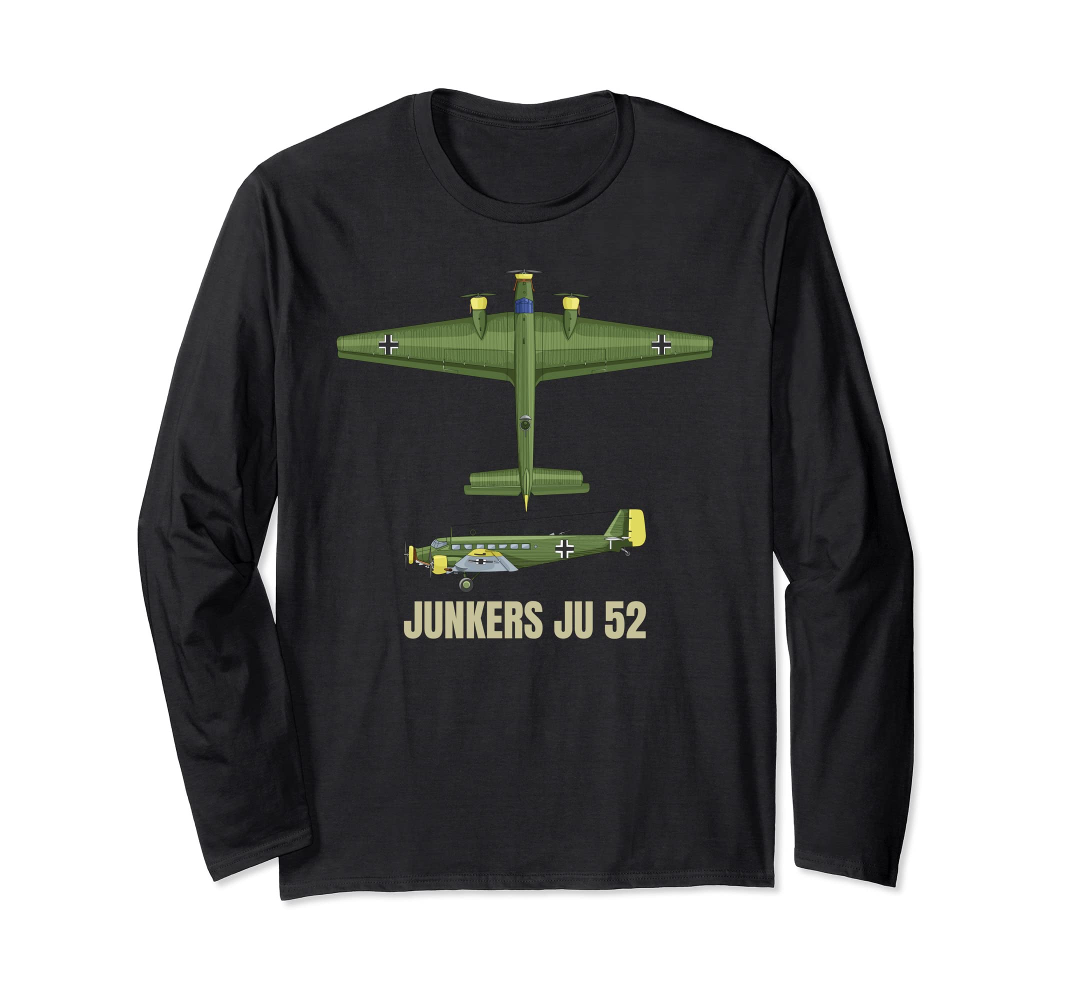 Ju 52 German WW2 Transport Aircraft Plane Diagram Long Sleeve T-Shirt