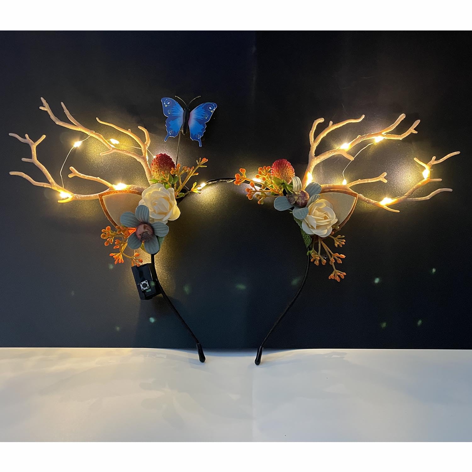 Wedity LED Christmas Headband Light up Deer Antlers Headpiece Reindeer Ears Headbands Holiday Headpiece Xmas Hair Accessories (Warm white light) - Image 4