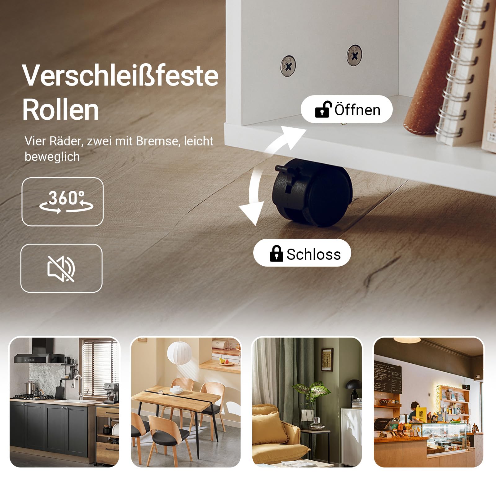 SoBuy Druckertisch mit 7 offene Fächer, Rollcontainer für Büro, 60x75x35 cm | Druckerschrank aus PB(E1), 35 cm schmal, 1 verstellbares Regal, Beistelltisch mit Rollen für Drucker geeignet, Weiß FBT68-W