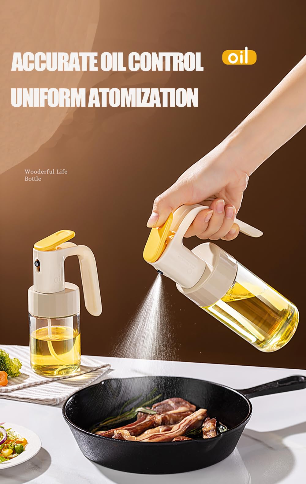 HMTRADE Glass Olive Oil Sprayer for Cooking,250ML Refillable Oil Sprayer Mister,Oil Vinegar Spritzer Sprayer Bottle for Kitchen Air Fryer Salad Making,Baking,Frying,BBQ,Pancake,Roasting