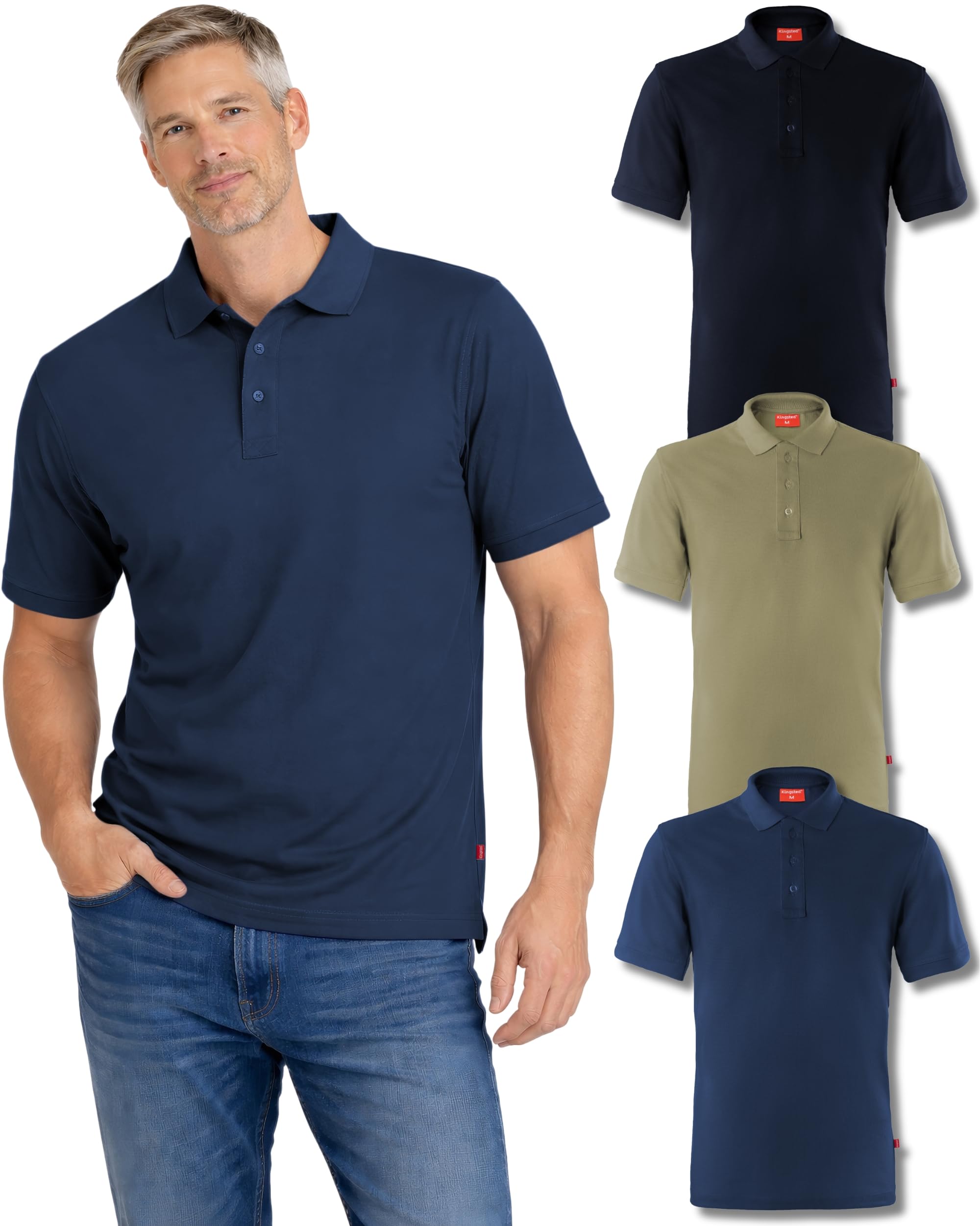 Kingsted Polo Shirts for Men - Royally Comfortable - Premium Pique Fabric - Soft Cotton Blend - Classic Fit Short Sleeve