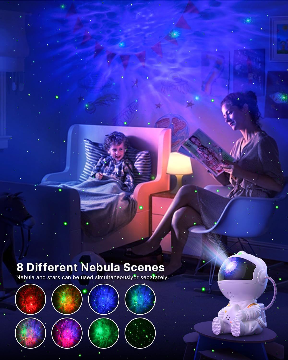 Astronaut Galaxy Projector - 360° Adjustable Star Night Light with Remote Control for Kids Adult Home Party Ceiling Decoration - Image 2