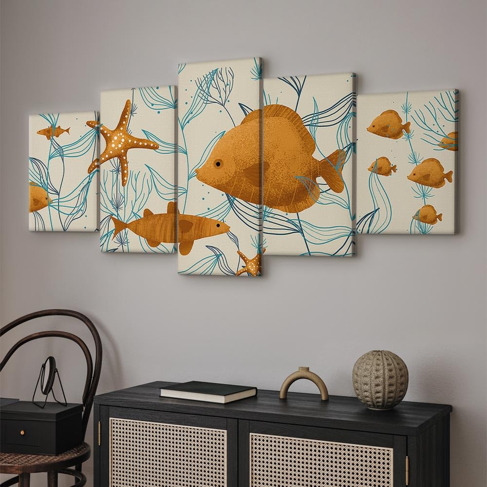 murando - Quadro Mondo 225x112 cm 5 Pezzi Stampa su tela XXL Immagini Moderni Murale Fotografia Grafica Decorazione da parete Quadri Componibili Pesci Stella marina Impianti Mare g-A-10076-b-a