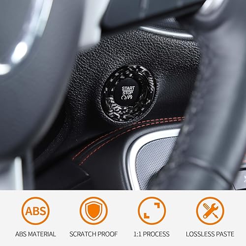 Miniatura 3 de RT-TCZ Para Challenger Push Start Button Cover Trim Anillo de fibra de carbono para Chrysler 300C 2015+ para Dodge Challenger 2015+ Cargador 2011+