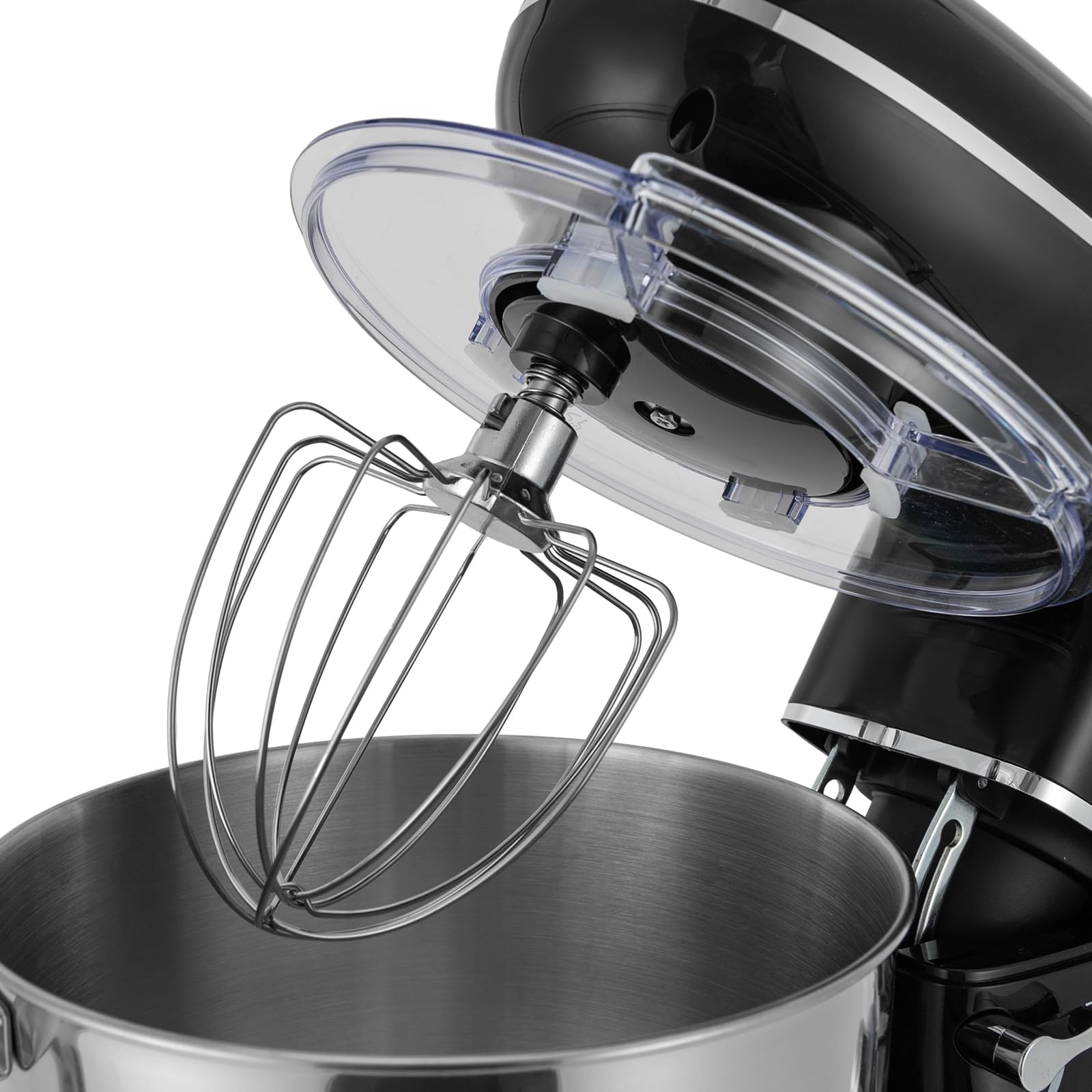 Keukenmachine, deegmachine met lcd-display, 1500 W, met kneedmachine, deegmachine en mixer, lcd-display, 6,5 l, kom voor kleine keukens en huishoudens (zwart