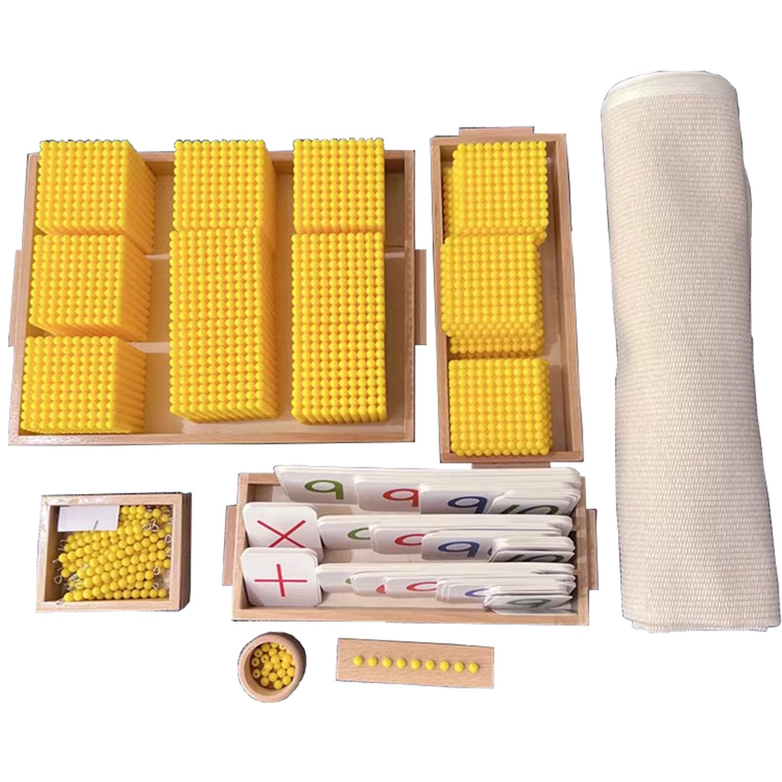 Montessori Mathematik Lehrmittel Perlenspiel, Dezimal-Bankspiel Set Mit Matte Für Die Frühkindliche Bildung, Gelb,Bank Game