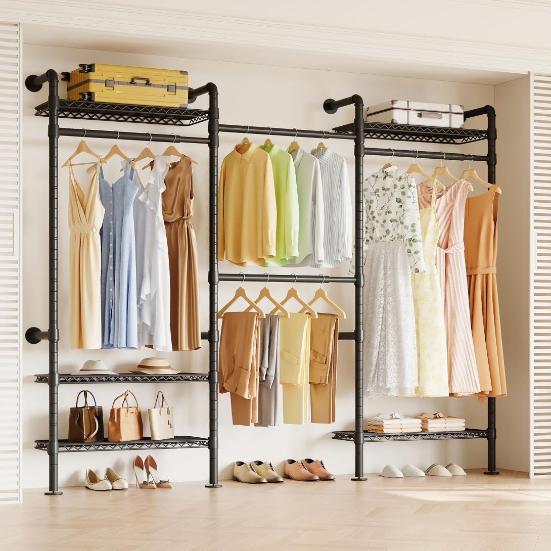 Higeego W3 Wall Mounted Industrial Pipe Clothing Rack
