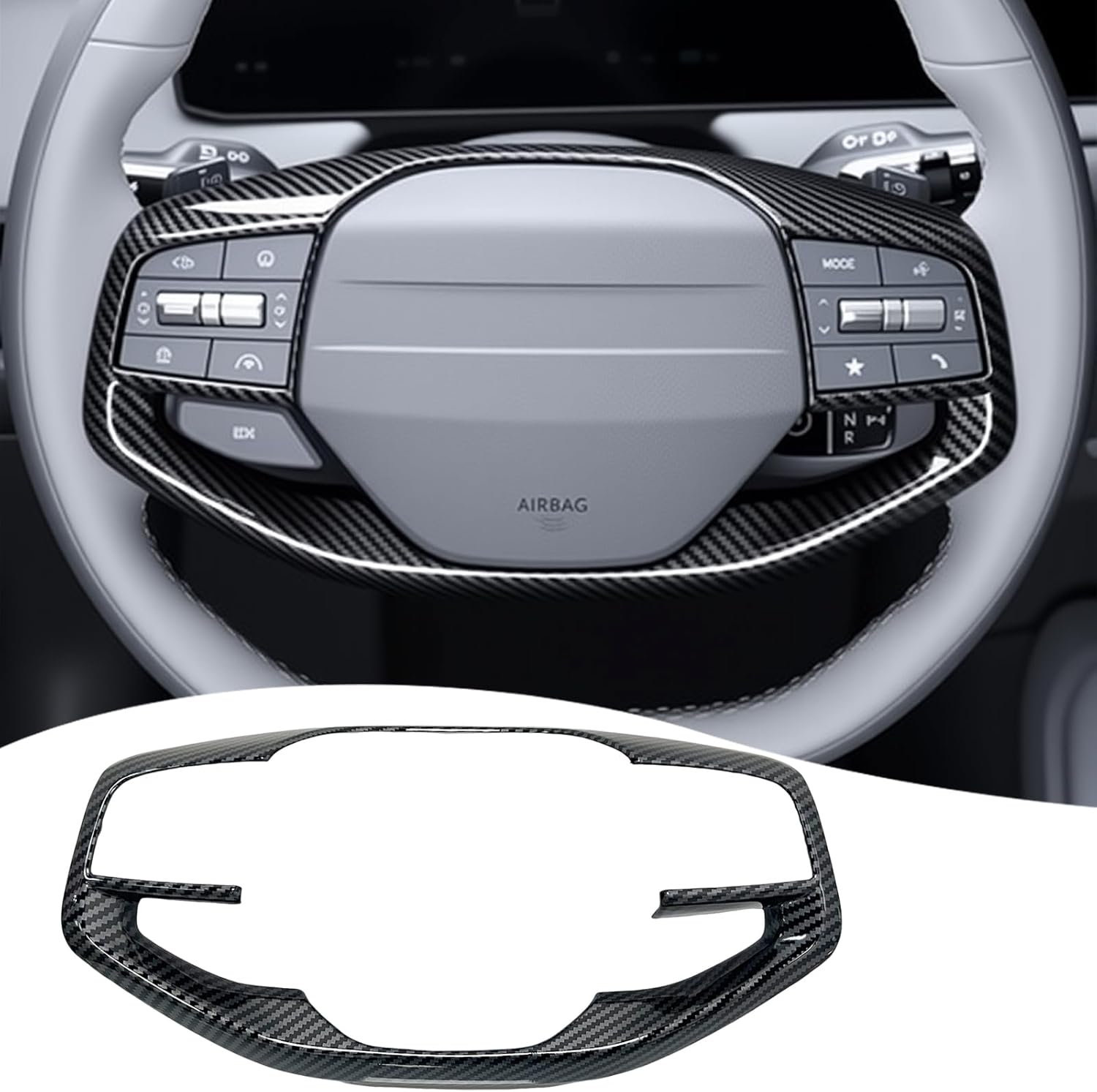 Steering Wheel Button Frame,for Kia Sportage 2026?Kia K4 2025,Kia EV6 2025,Kia EV3 2025 2026 - ABS Carbon Fiber Steering Wheel Frame,Steering Wheel Button Cover Accessories(NOT FIT GT-Line Model
