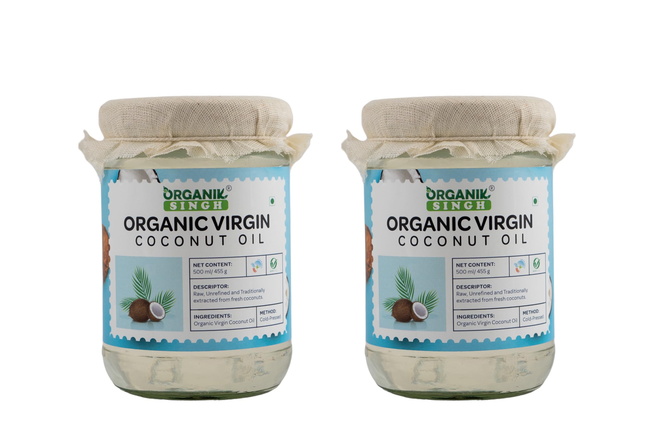 Organik Singh Cold Pressed Extra Virgin Coconut Oil | Certified Organic | Cold-Pressed | Chemical-Free | Kolhu/Kacchi Ghani/Chekku | Coconut oil for Cooking, Hair Health | Glass Jar | 500ml (Pack Of 2) (B0CJXTR2N3) Amazon Price History, Amazon Price Tracker