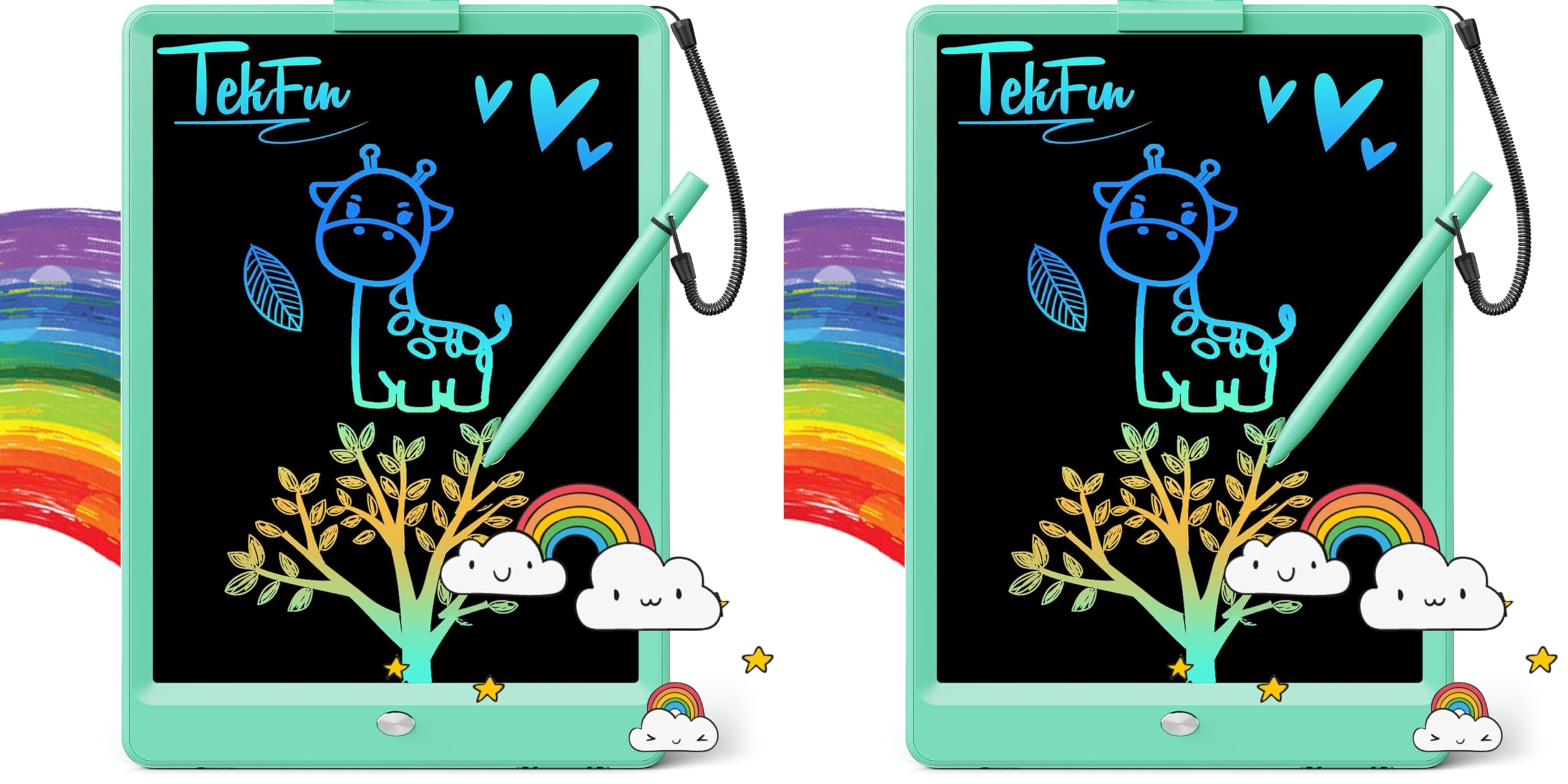 TEKFUN Kids Toys 10Inch LCD Writing Tablet, Mess Free Coloring Doodle Board, Drawing Pad for Kids Games Educational Toys for Ages 3-10 Girls Boys (Green) (Pack of 2)