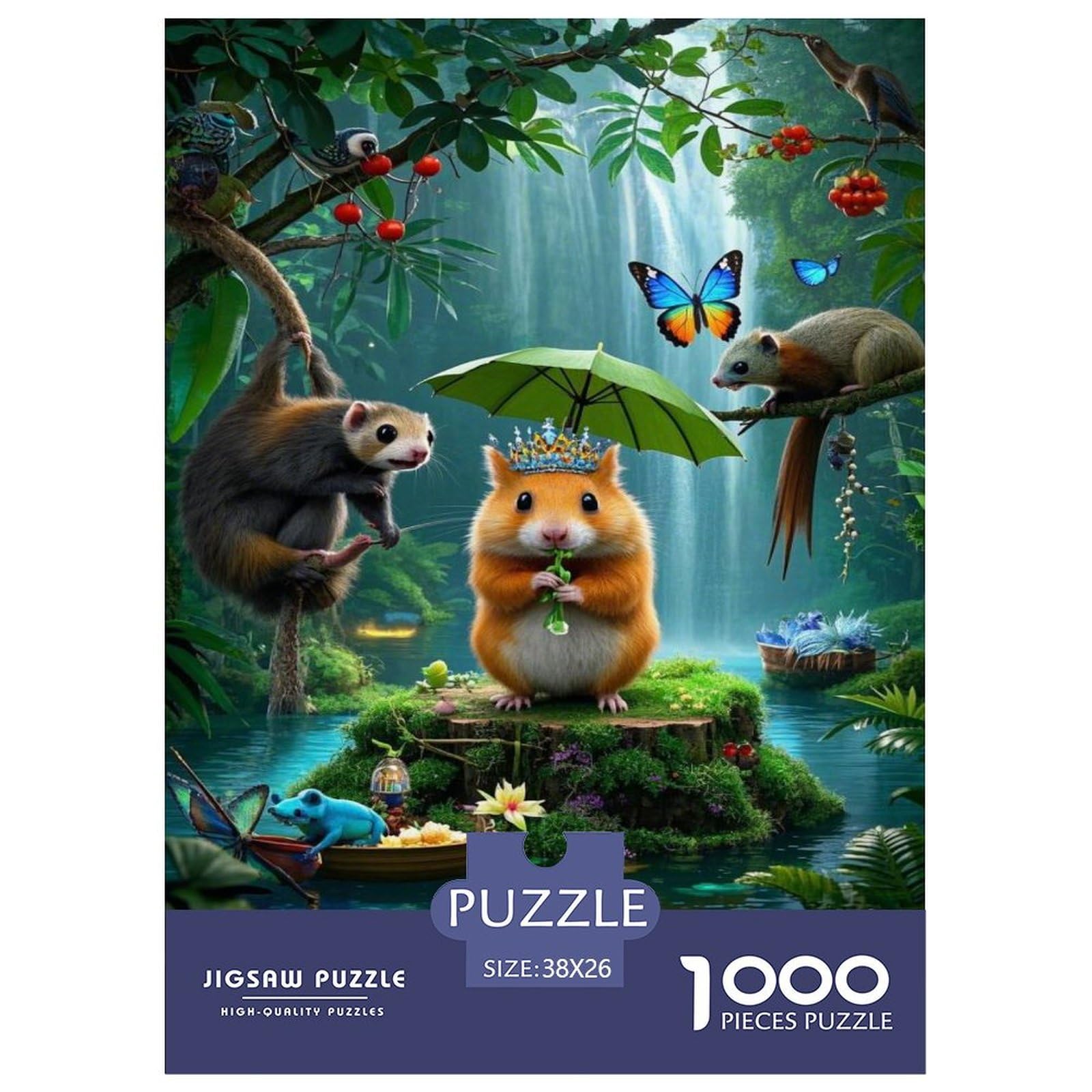 Puzzle Hamster 1000 Pieces Challenge Toy for Adults,Rainforest Scene Impossible Jigsaw Puzzles 1000 Piece Educational Game for Adults Or Families 38x26cm/1000pcs