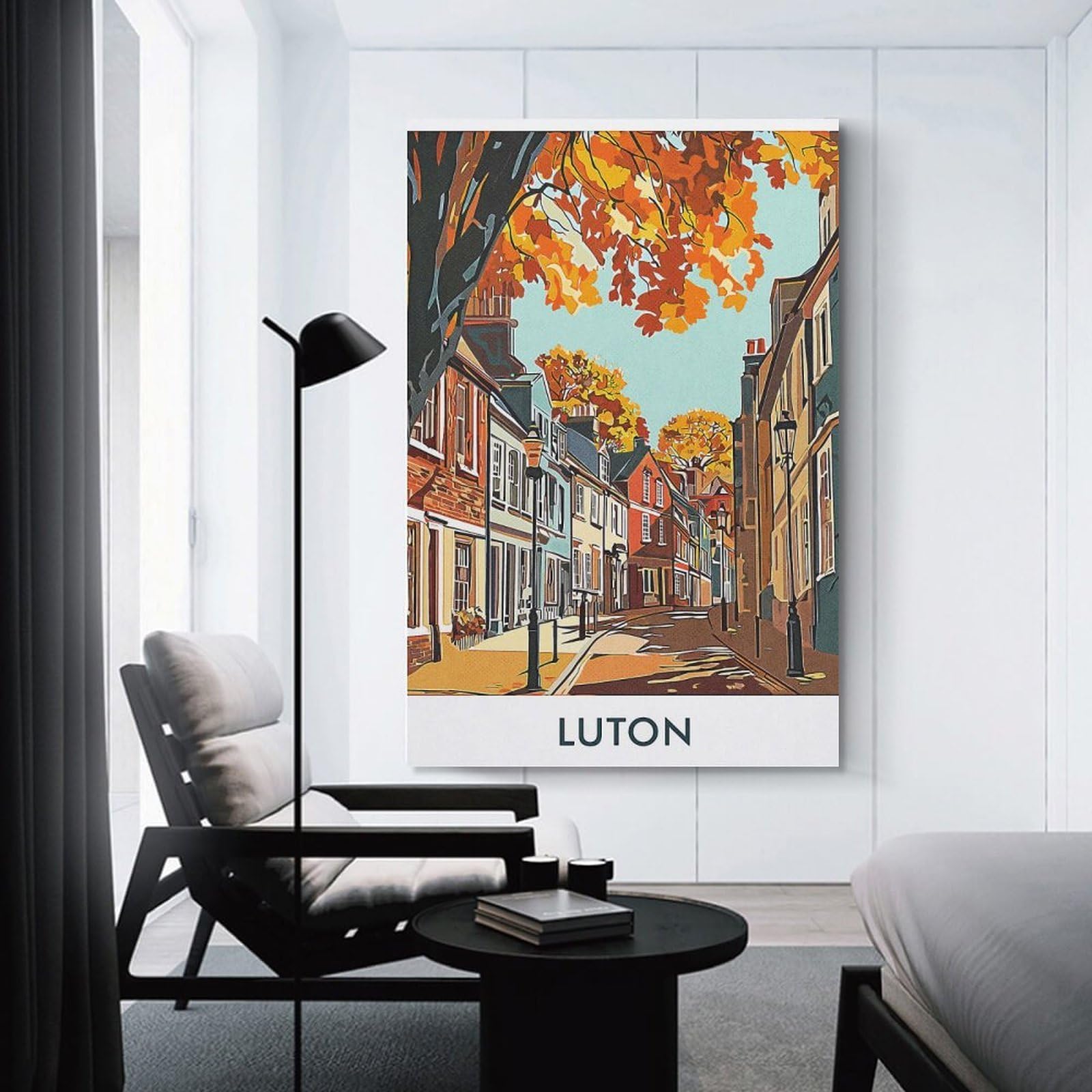 Junmoney Luton Street Scene Wall Art Print, 20x30inch(50x75cm), for Workspace Walls, Study Corners Or Bedrooms, A Smart Decor Choice for Study Walls