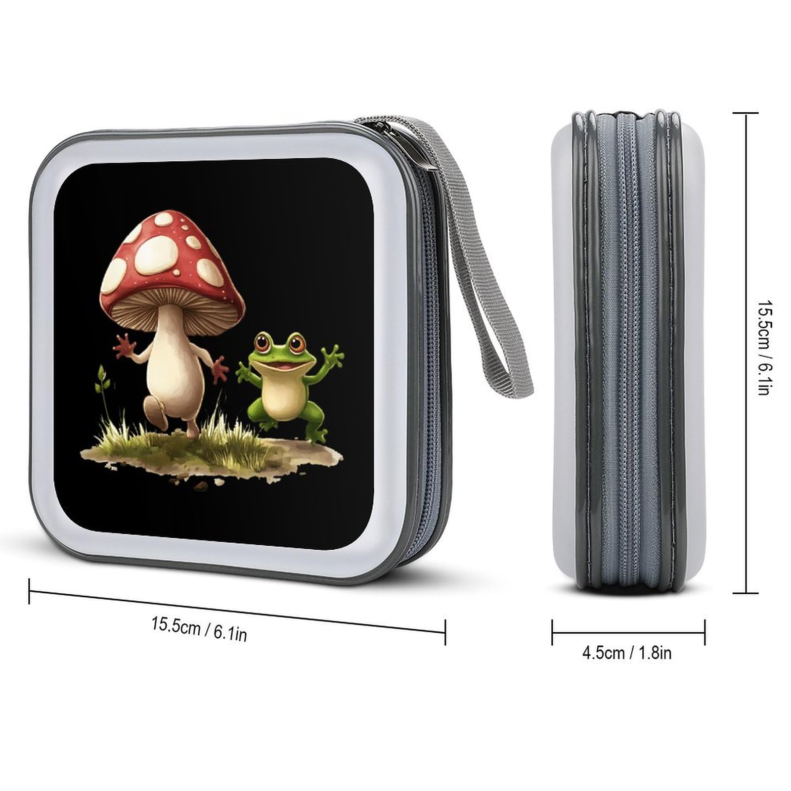 Mushroom Frogs CD Case Portable DVD Holder Storage Organizer for Home Travel