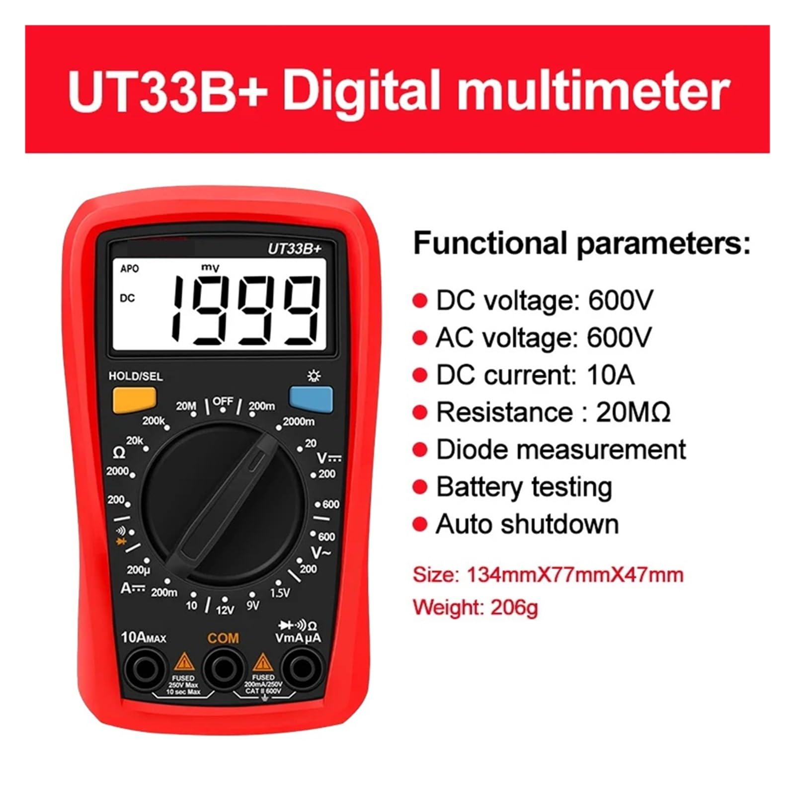 Multimetro Digitale UT33 UT120 UT123 UT125C Mi Ni multimetro Digitale Tascabile multimetro Elettrico Tester Elettricista multimetro(UT33B Plus)