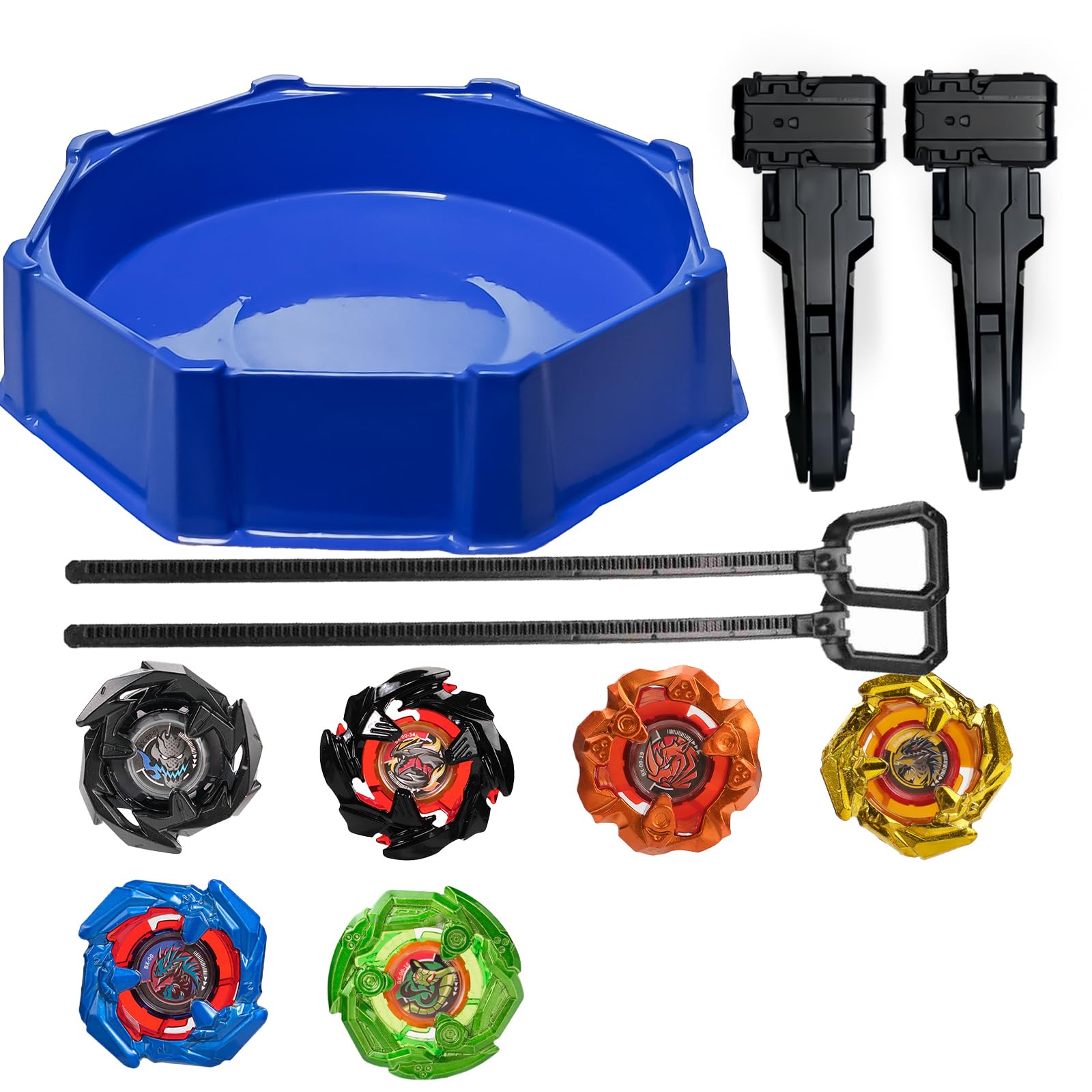 Battling Top Burst Toy Set, 6 Pcs Battling Tops 2 Launchers 2 Handgrip and 1 Stadium, Toys Gift for 3-16 Year Old Kids Boys & Girls & Up