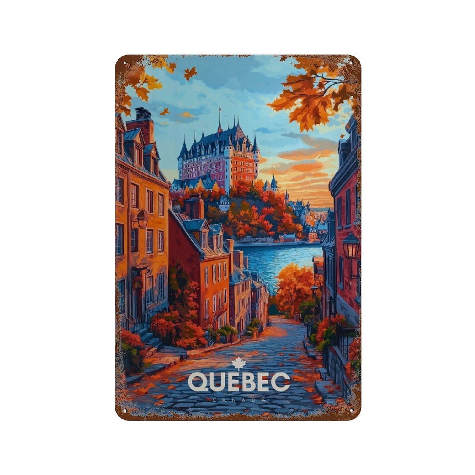 xiaoxiaoshen Quebec Travel Chateau Frontenac Canada Wall Decor Art Metal Tin Poster Modern Home Decor Art Home Bar Shop Decorations Vintage Sign 30x20cm