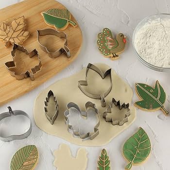 Fall Thanksgiving Cookie Cutter Set – 6PC Stainless Steel Autumn Shapes (Pumpkin, Leaf, Turkey)