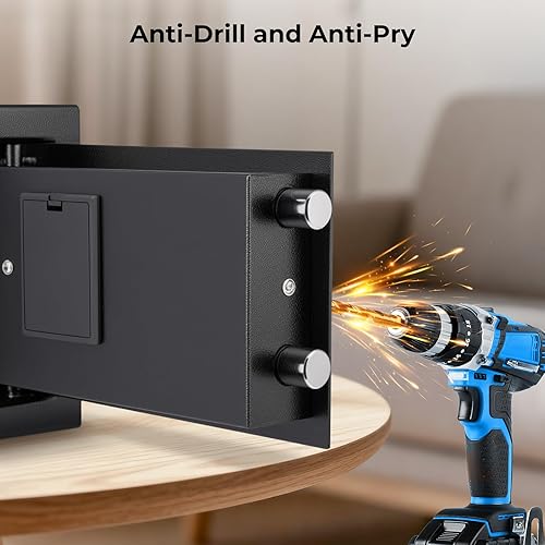 Miniatura 6 de MUNBYN Caja fuerte biométrica de huellas dactilares con sistema de alarma, caja de bloqueo de acceso de 3 vías con teclado electrónico, pantalla de