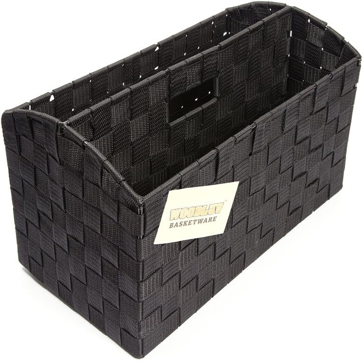 EHC 2 Compartments Office Desk File Organizer Mail Sorter Document Carry Tote - Black