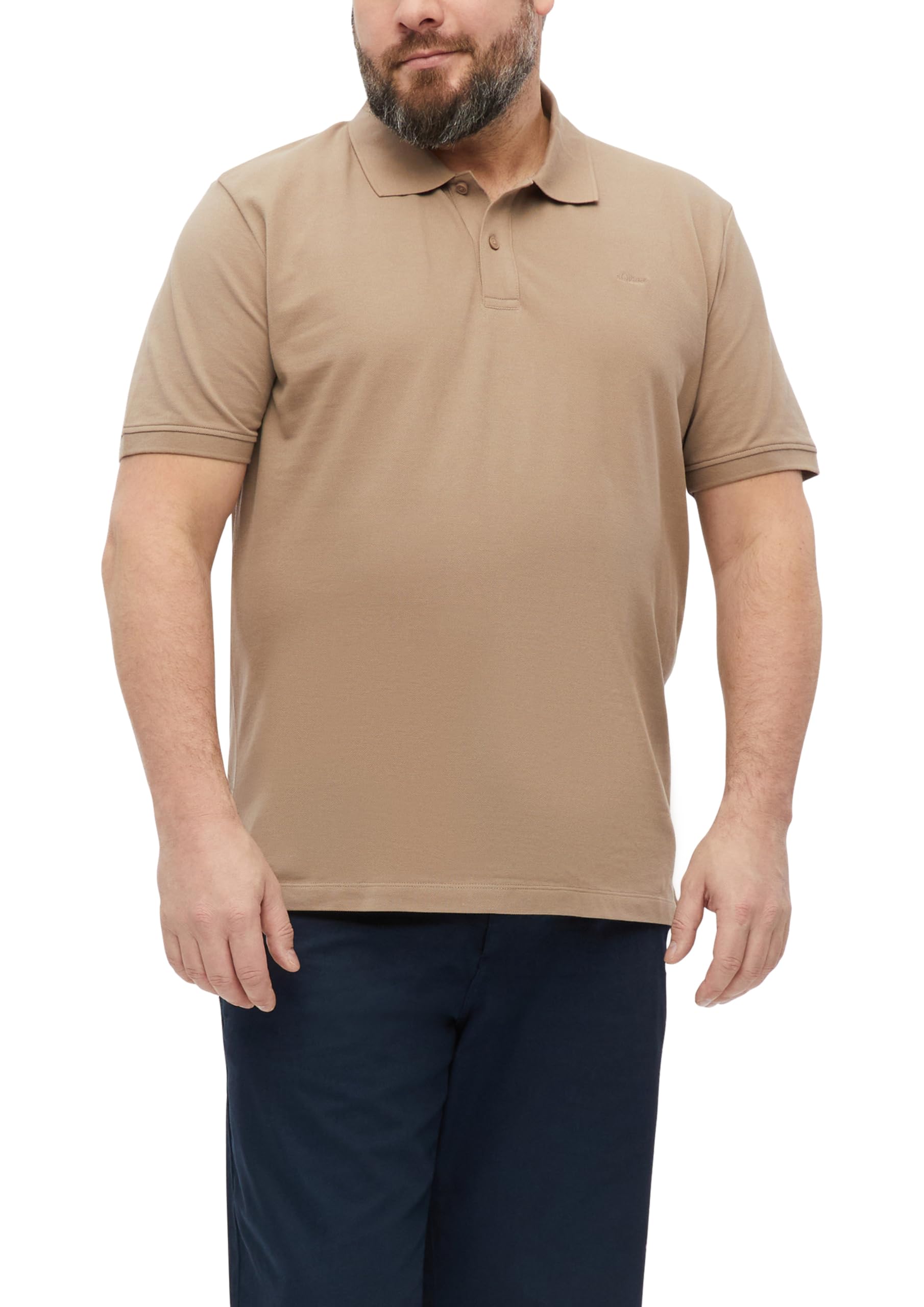 s.Oliver Men's 2181089 Polo Shirt with Embroidered Logo (Pack of 1), Brown, XXL