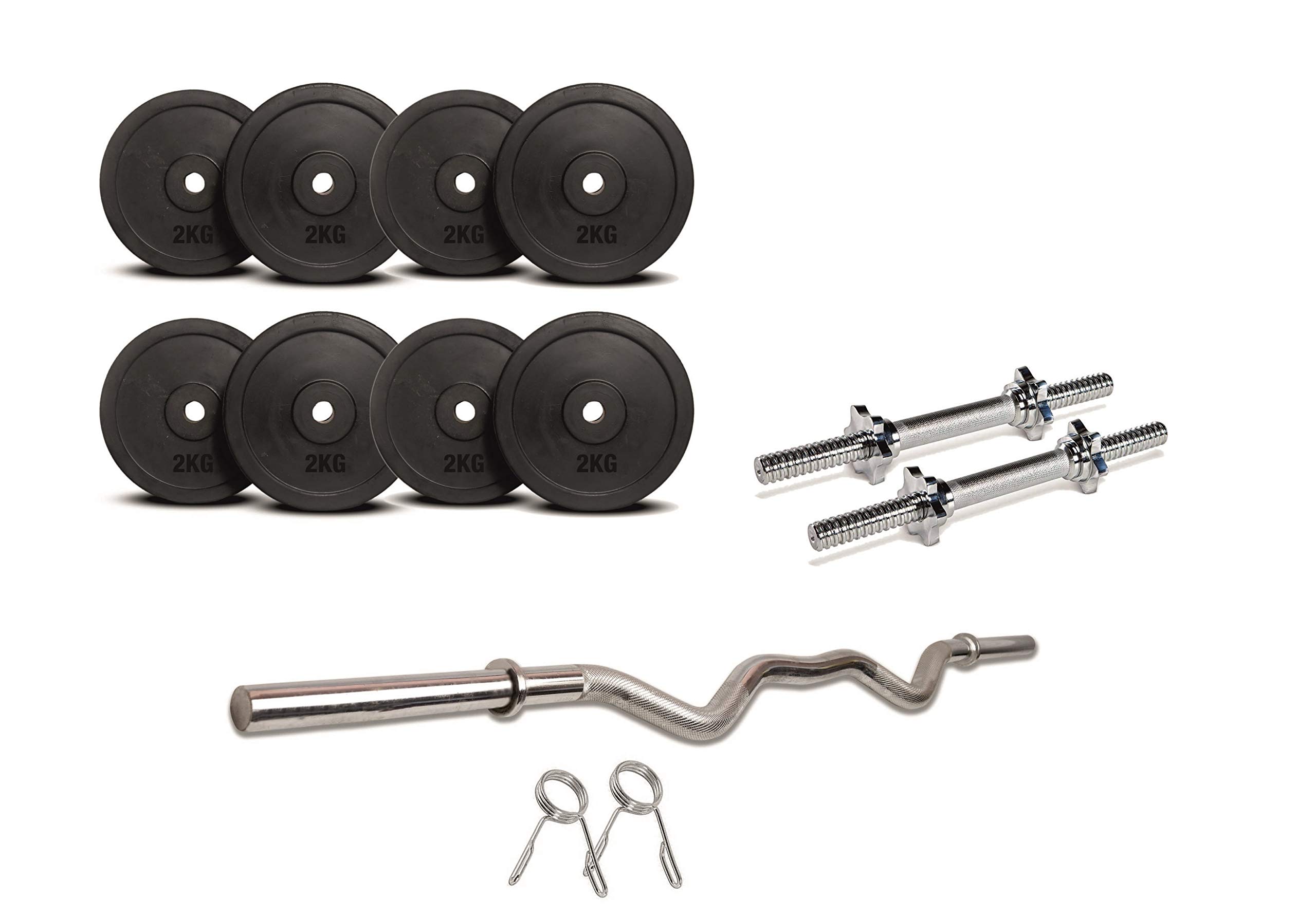 Stag Fitness Professional Gym Training 16 kg (2kg x 8) Home Gym Set 30 MM Rubber Weight Plates, Two Dumbbell Rods (25mm) & One 3 feet Curl Rod (25mm); Home Gym Combo (B08T76Y9WZ) Amazon Price History, Amazon Price Tracker