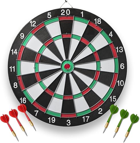 Aimzone - Juego de dardos de doble cara con alambre de araña radial de metal Bullseye, juego de dardos, juego de interiores y exteriores para