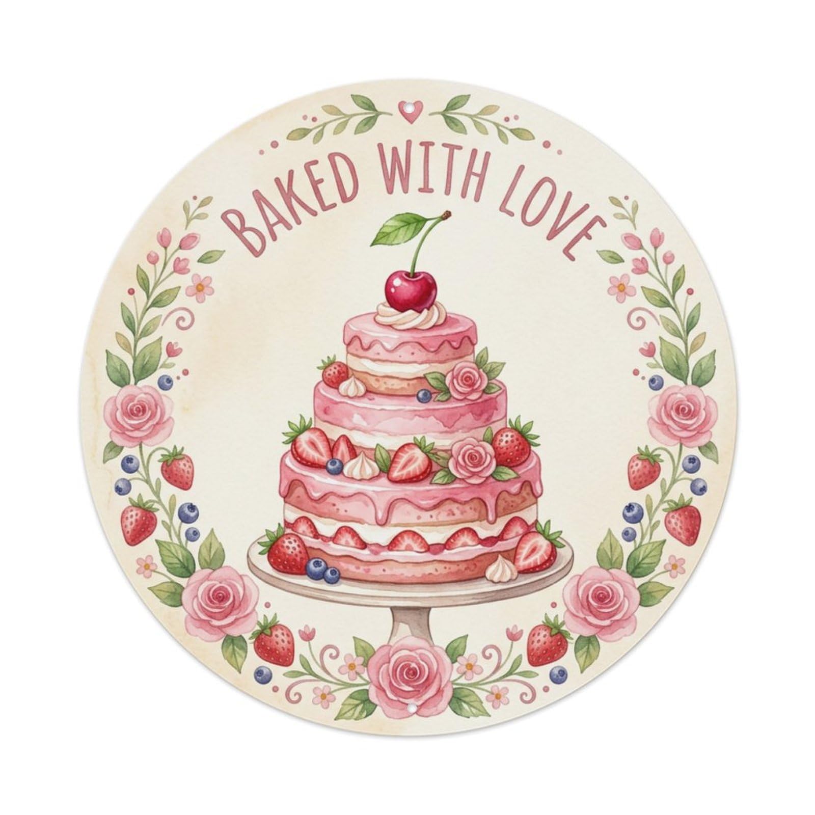 Baked With Love Kitchen Cake Accent Metal Tin Sign