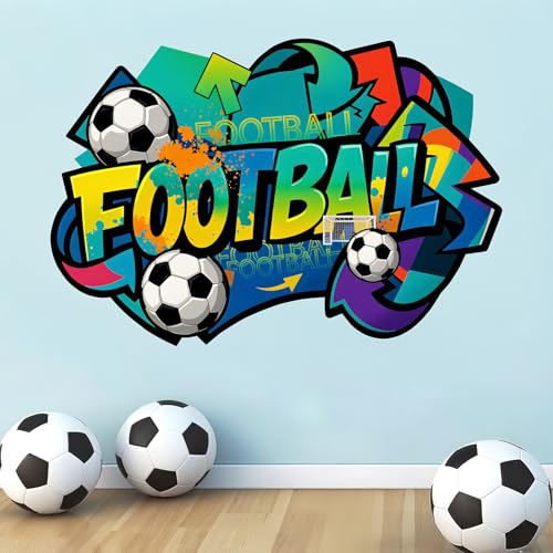 TOARTI Vert Stickers Muraux Football Décoration,Stickers Muraux 3D Football,Foot Poster Mural Autocollan pour Salon Chambre Garçon Couloir Crèche Mural Decoration