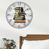 Vista 4 de Lived A Thousand Lives Read Books Reloj de pared de PVC para leer biblioteca, reloj colgante de 15 pulgadas, funciona con pilas, reloj moderno