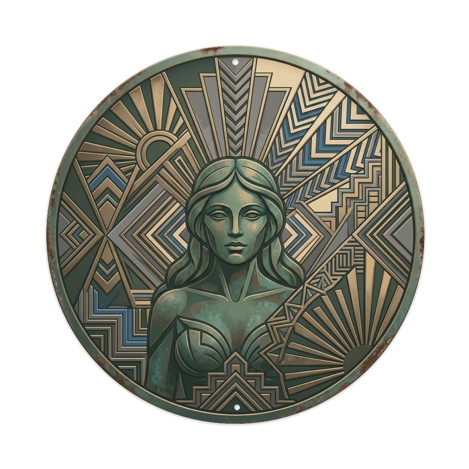 Copenhagen Macro Mermaid Travel Metal Tin Sign Plaque Wall Decor for Cafe, Club, Garden Round Metal Poster 8x8Inch