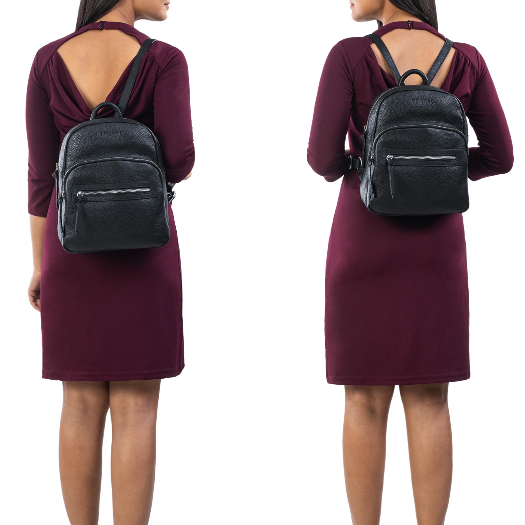 STILORD Damen-Rucksack aus Leder schwarz - Vintage Frauen-Rucksack - Kleine Tasche aus Echtleder - Handtasche Alba