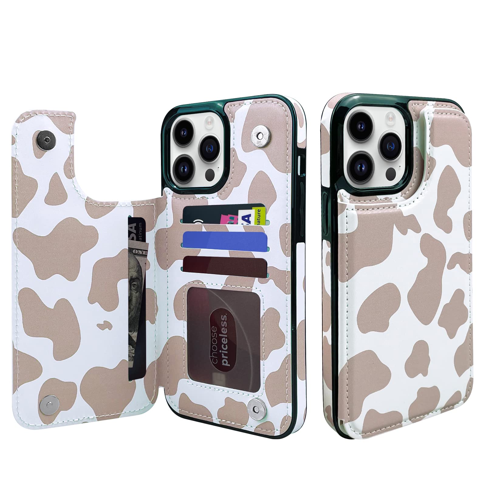 TopPerfekt Flip Leather Wallet Case Card Holder Compatible with iPhone 13 and 14 6.1