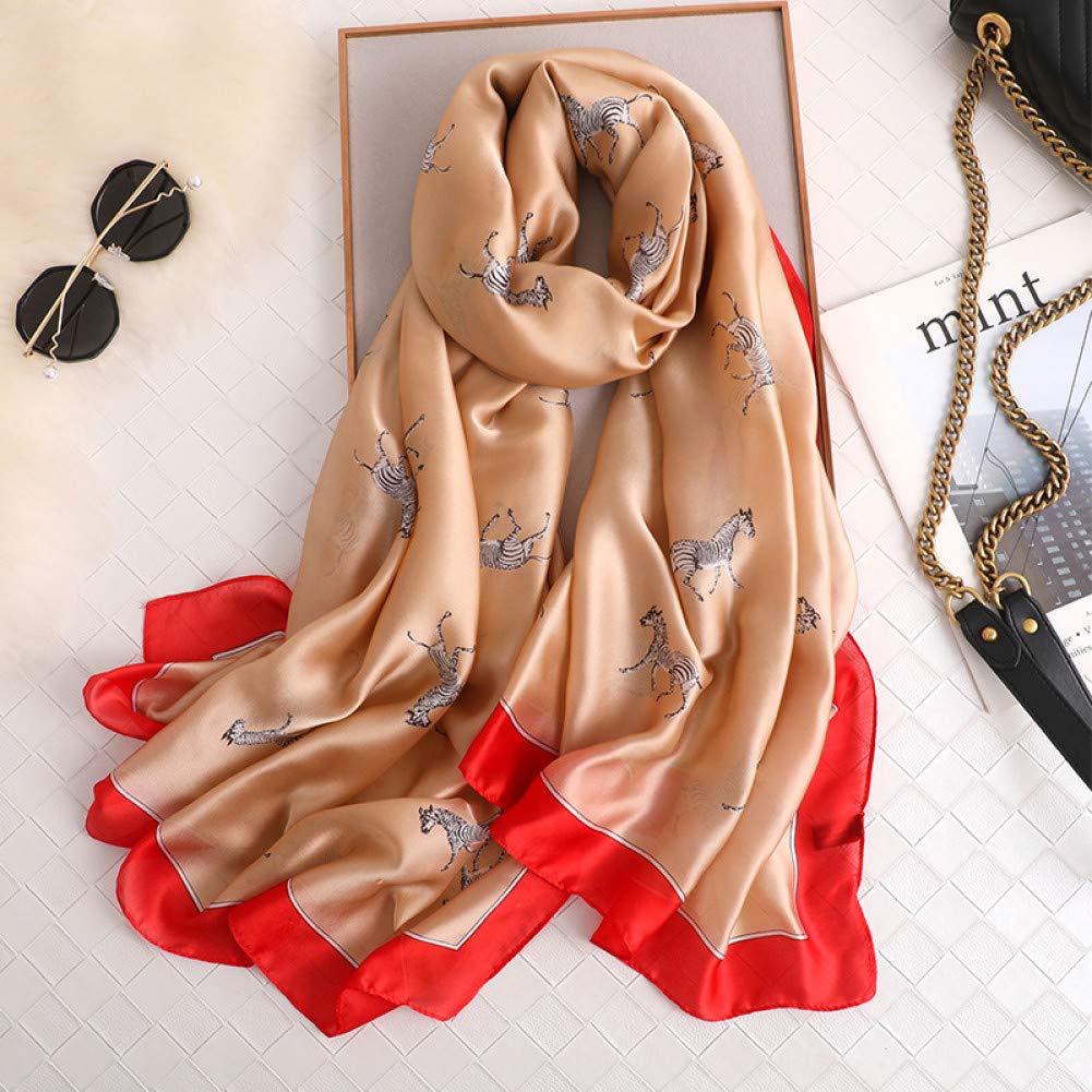Châle long hijab et écharpe soie douce imprimé animalier pour femme élégante