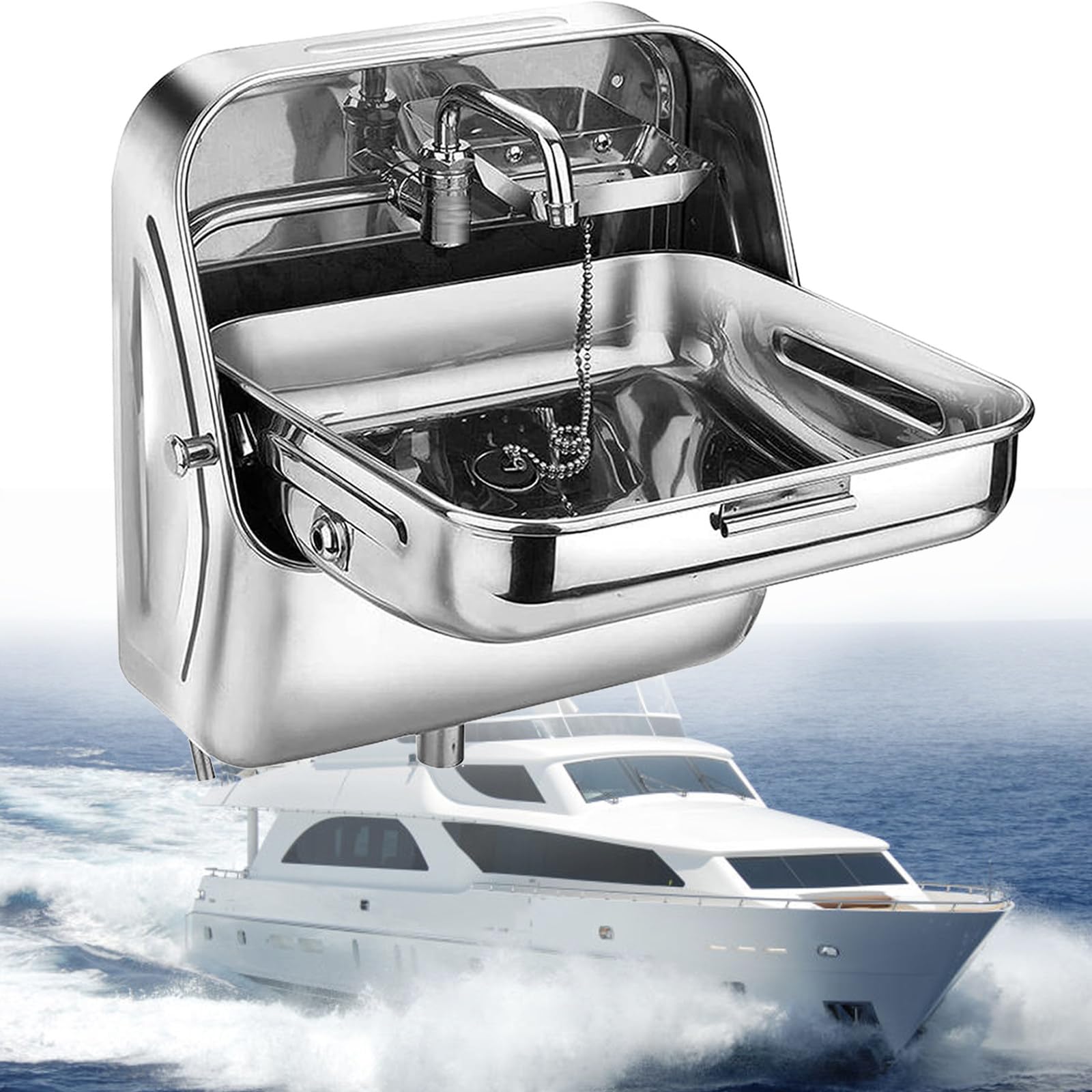 Lavabo à main en acier inoxydable et évier pliant de camping-car avec robinet